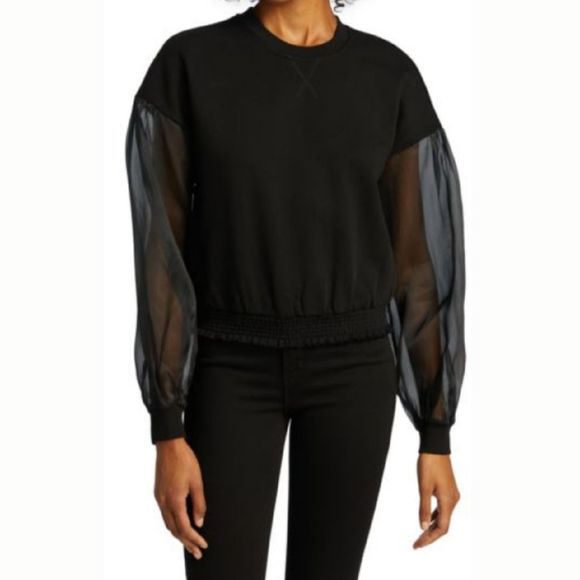 Cami NYC Valeria Organza-Sleeve Sweatshirt - Picture 1 of 12